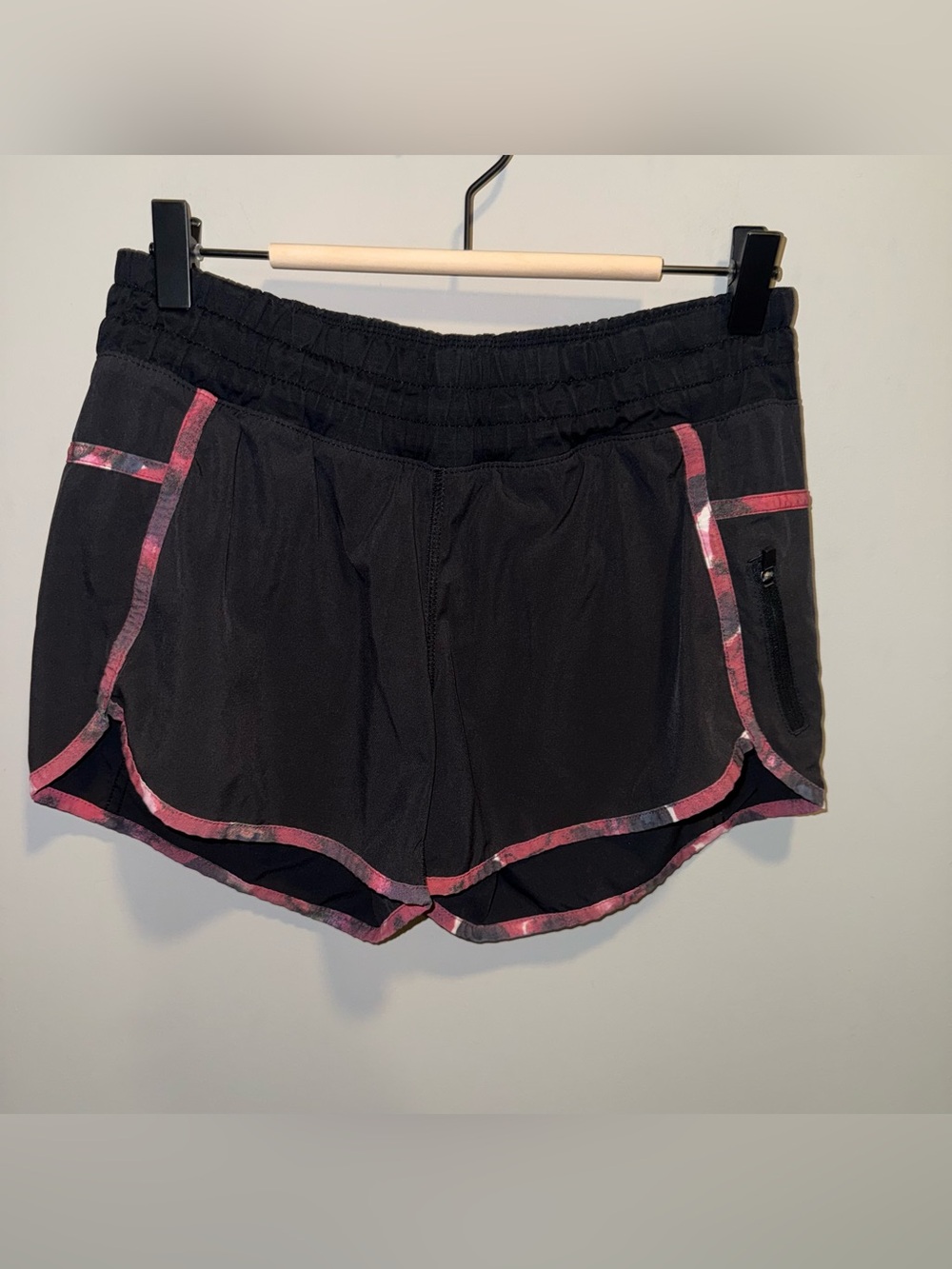 lululemon athletica Black Athletic Running Shorts with Pink Trim